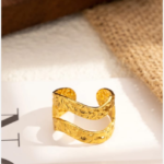 Golden Textured Open Ring