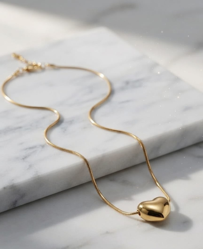 235 Gold Heart Necklace - Image 1